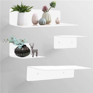 Acrylic Shelves for Wall, Floating Shelves Set of 4, Clear Shelves (White)